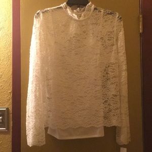 White Floral Lace Blouse